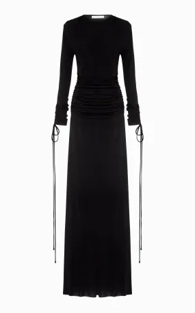 Occult Ruched Maxi Dress | Black