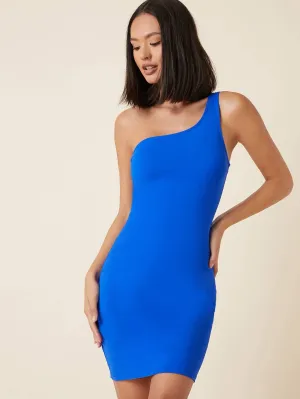 One Shoulder Bodycon Dress Blue