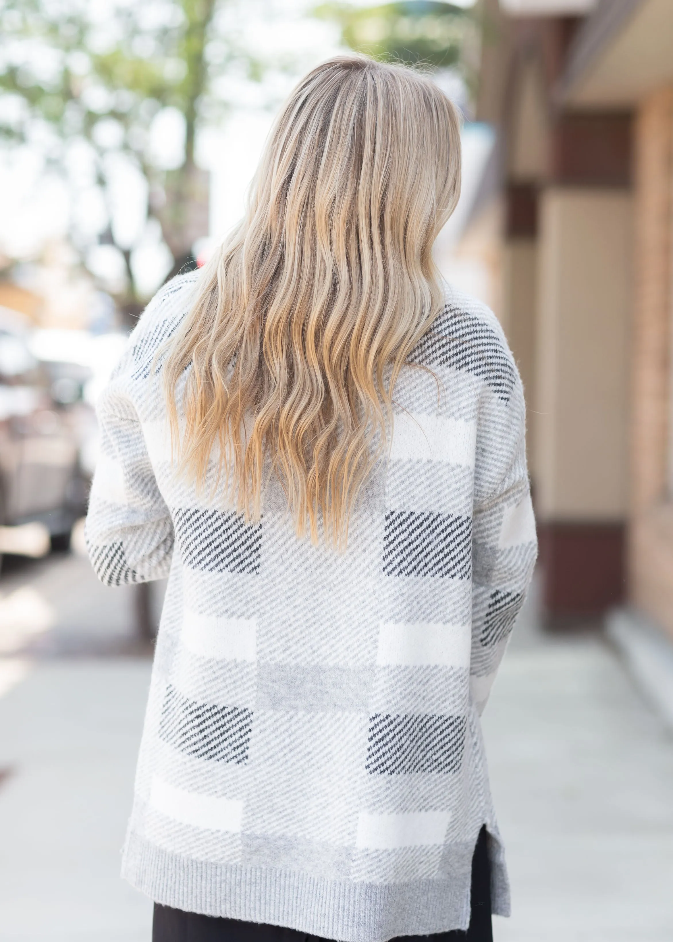 Open Front Rib Banded Long Sleeve Sweater