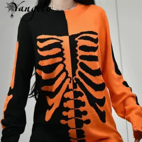 Orange & Black Skeleton Sweater