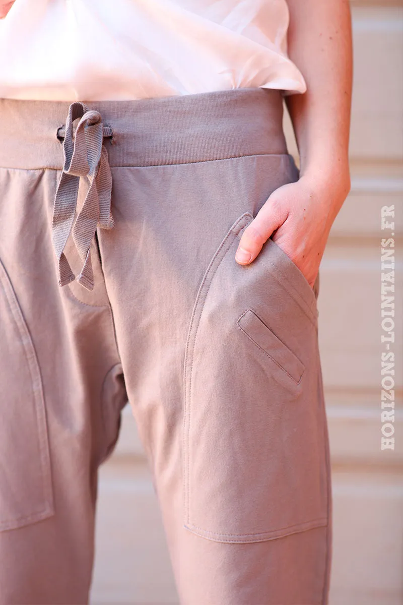 Pantalon de jogging gris taupe urbain à poches