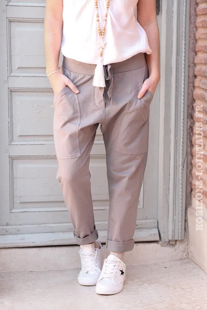 Pantalon de jogging gris taupe urbain à poches