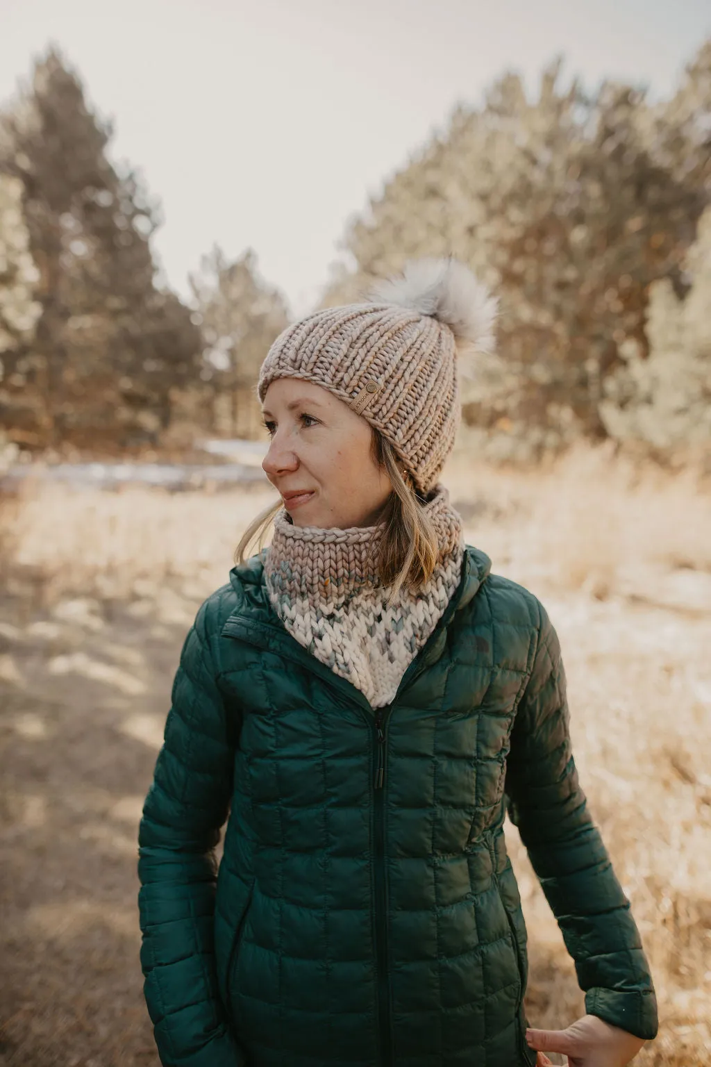 Pearl Gray, Blue, and Ivory Merino Wool Fair Isle Hand Knit Cowl