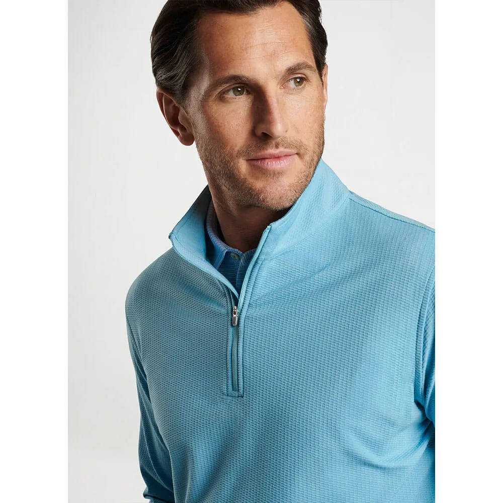 Peter Millar Men's Perth Oval Stitch Performance 1/4 Zip Pullover Sweater - Cyan