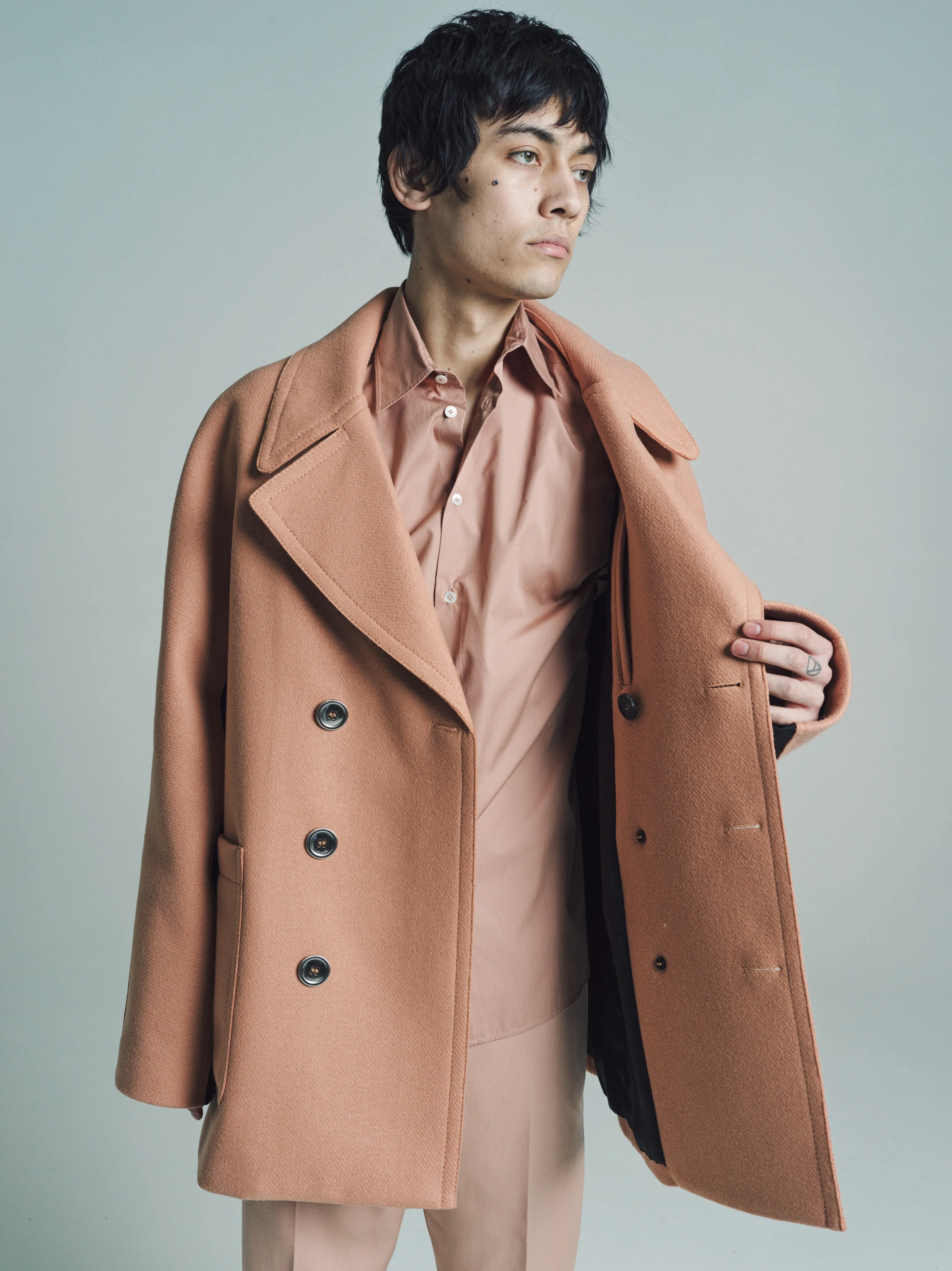 Pink Clay Contrast Panel Peacoat