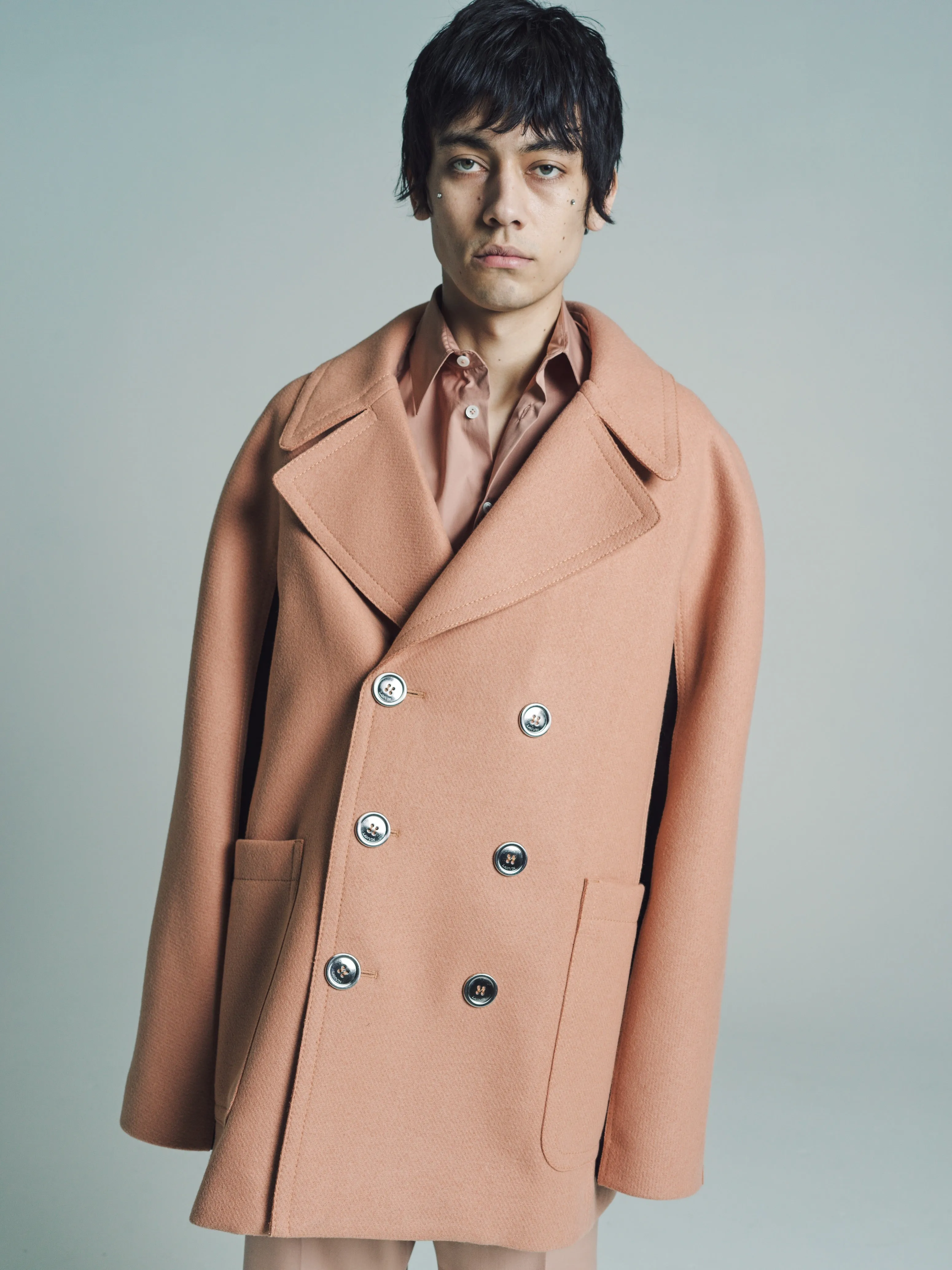 Pink Clay Contrast Panel Peacoat