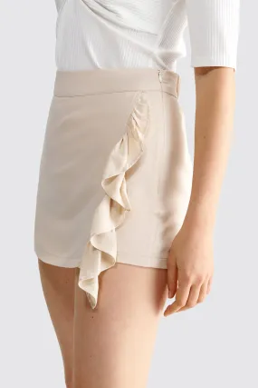 Plain Ruffle Zipper Culottes Shorts