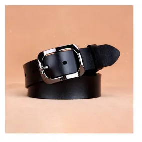 Plus Size Genuine Leather Belt Black Casual Belt Trend Unisex Jeans Pants Belt For Women Men