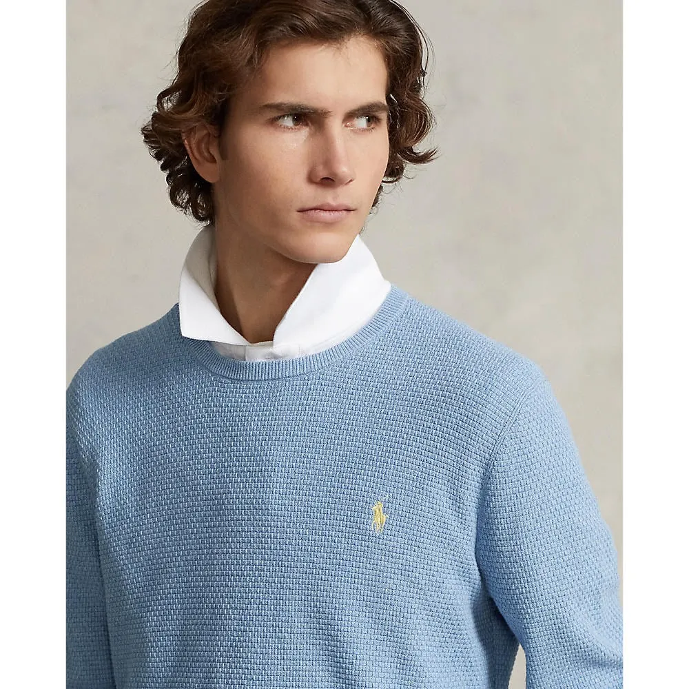 Polo Performance Ralph Lauren Textured Cotton Sweater - Powder Blue Heather