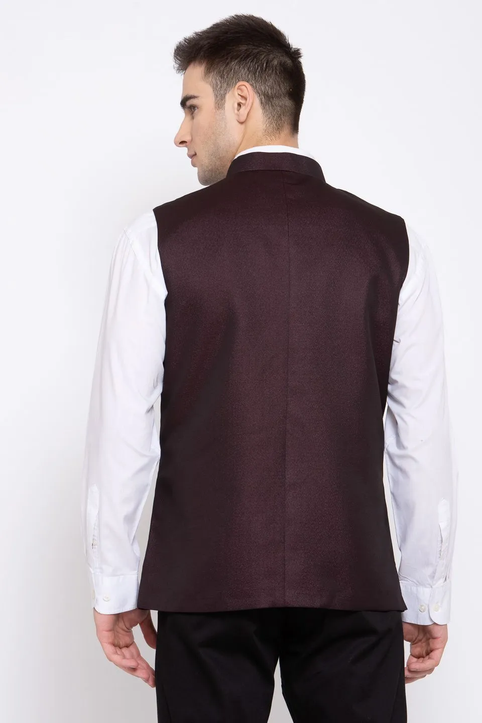 Poly Blend Burgundy Nehru Jacket