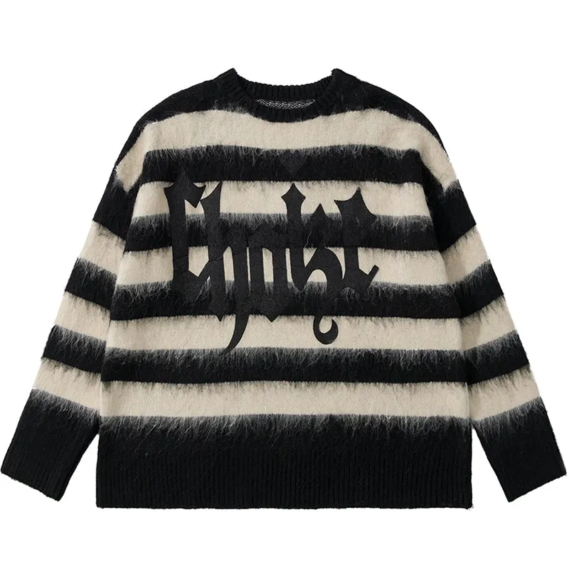 PopFlying Gothic Punk Mohair Stripes Sweater