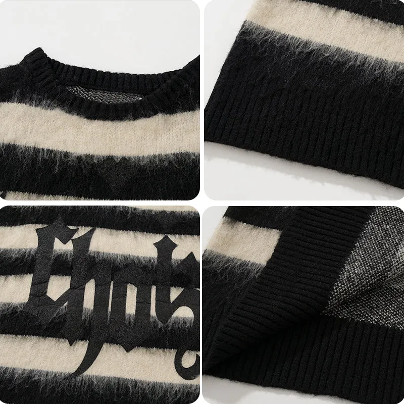 PopFlying Gothic Punk Mohair Stripes Sweater