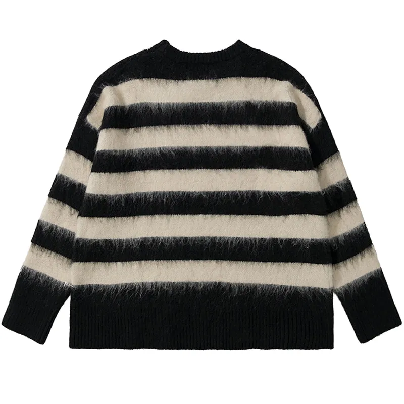 PopFlying Gothic Punk Mohair Stripes Sweater