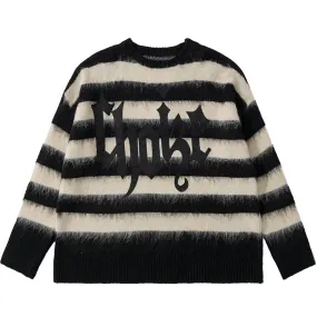 PopFlying Gothic Punk Mohair Stripes Sweater