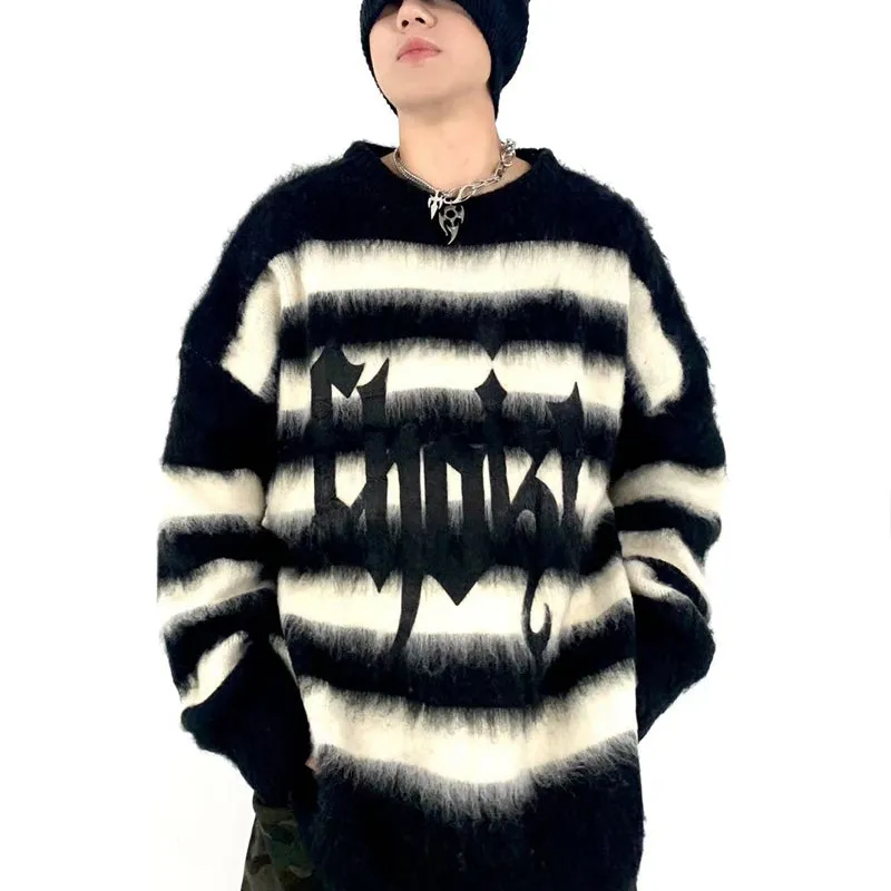 PopFlying Gothic Punk Mohair Stripes Sweater