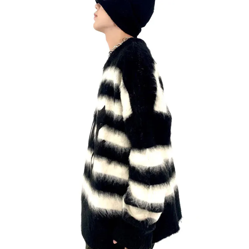 PopFlying Gothic Punk Mohair Stripes Sweater