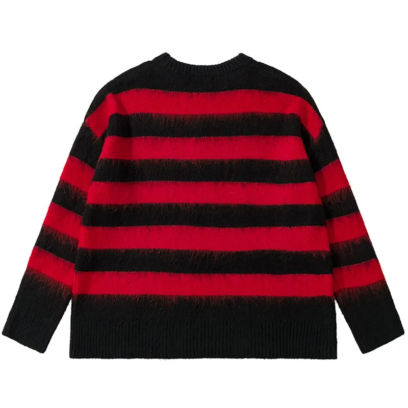 PopFlying Gothic Punk Mohair Stripes Sweater