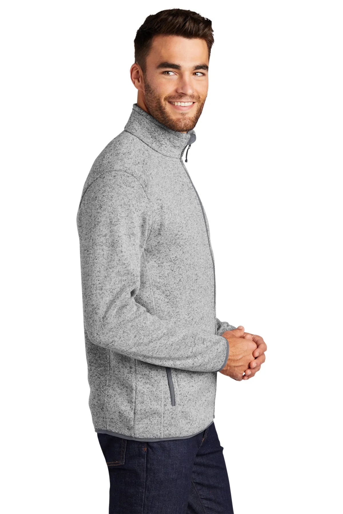 Port Authority Sweater Fleece Customized Jackets, Grey Heather