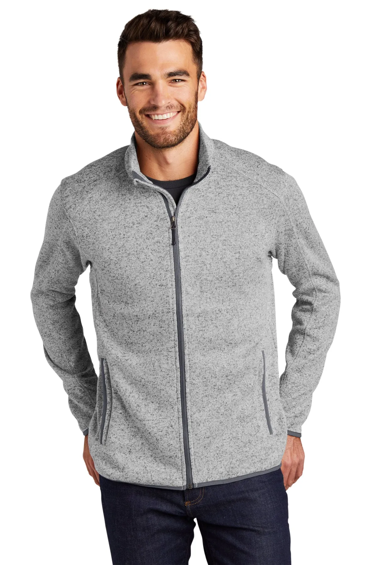 Port Authority Sweater Fleece Customized Jackets, Grey Heather