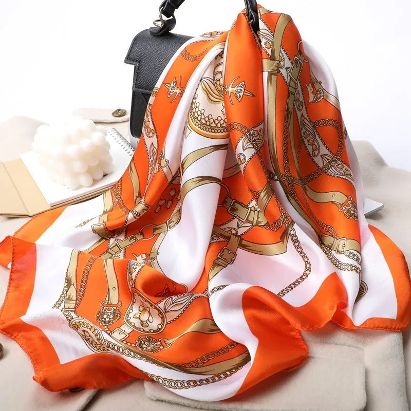 Pre Order:  Chain Silk Satin Square Scarf