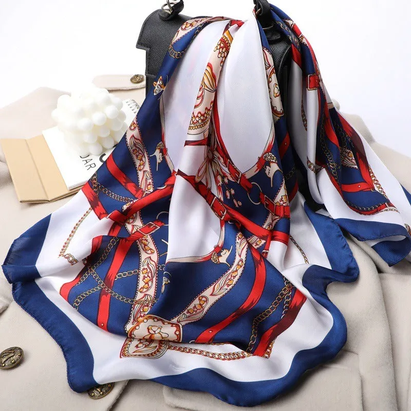 Pre Order:  Chain Silk Satin Square Scarf