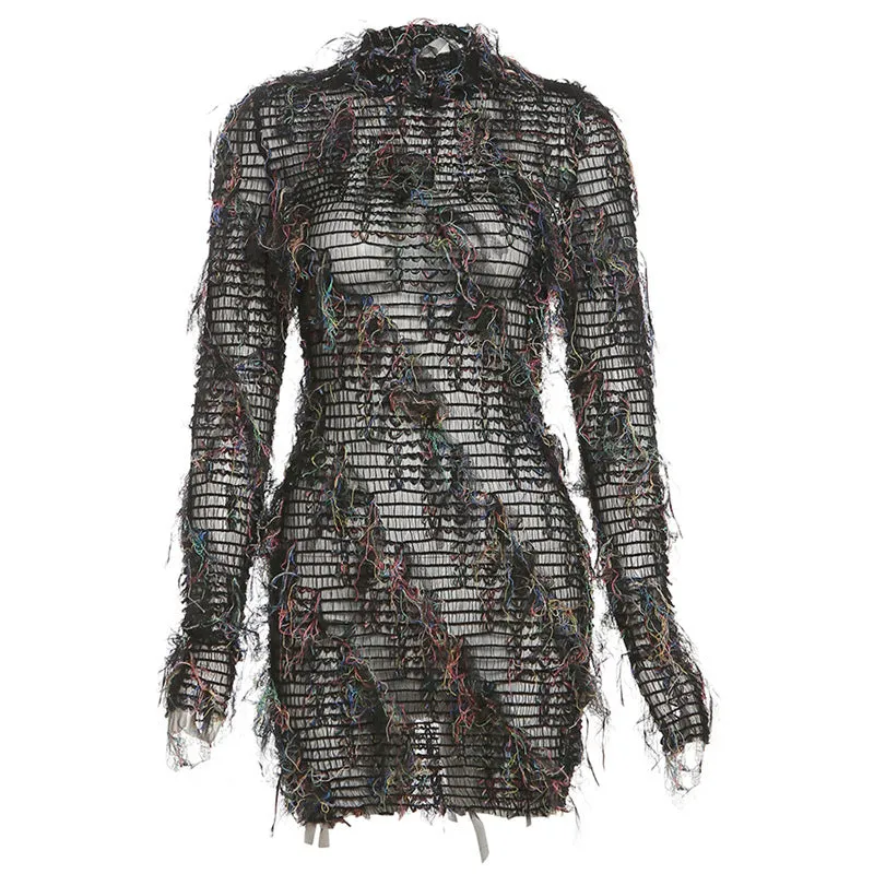 Pre Order:  Fringe See-Through Mini Dress