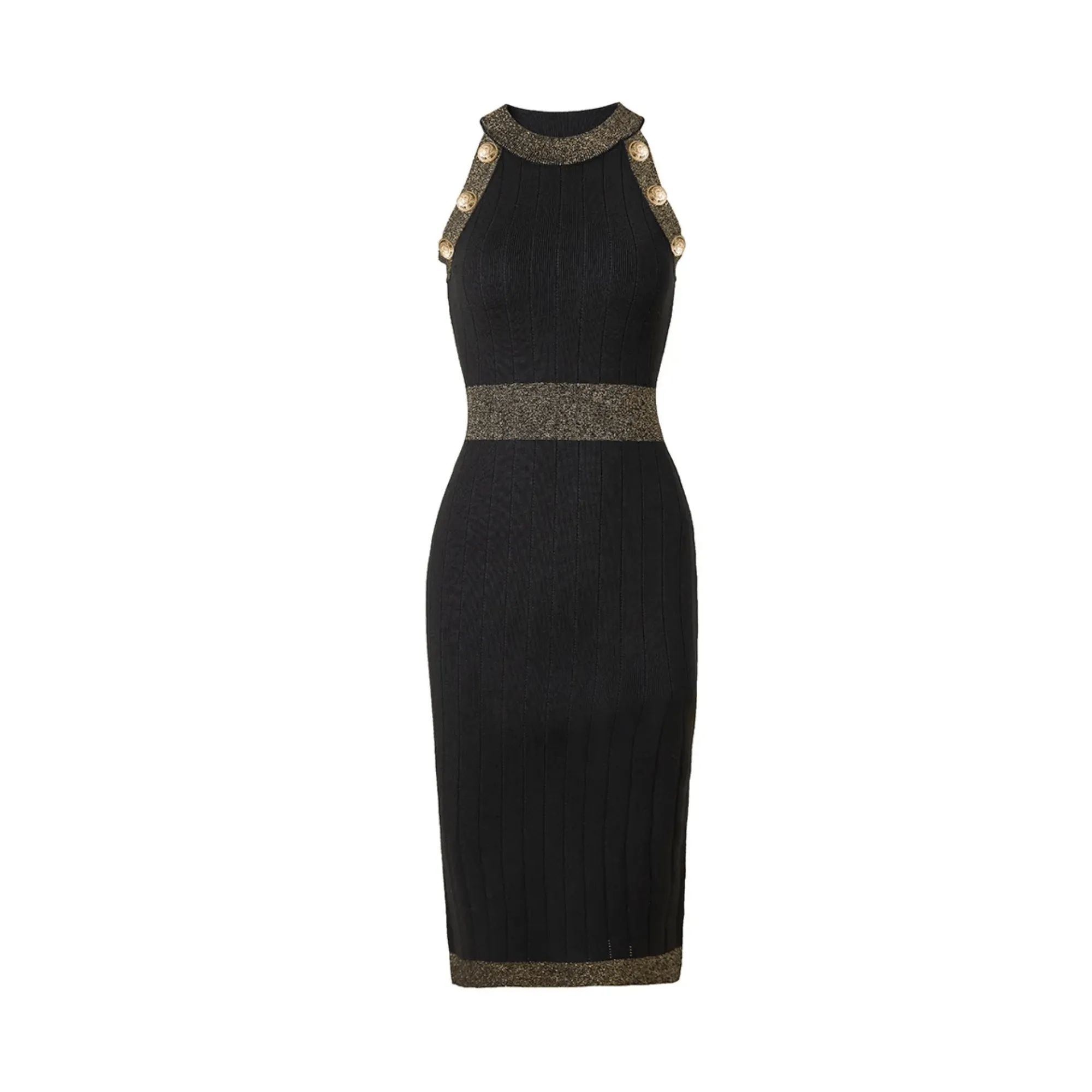 Pre Order:  Glam Halterneck Sleeveless Knitted Dress