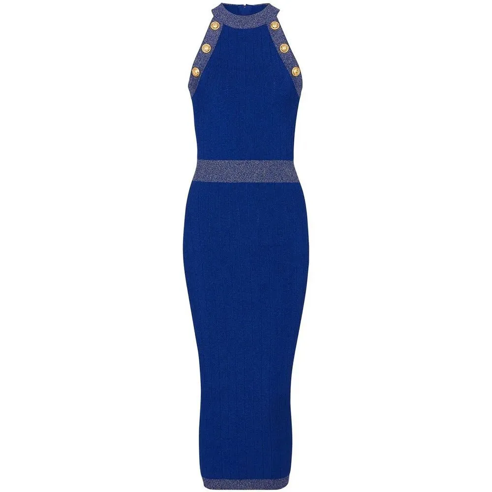 Pre Order:  Glam Halterneck Sleeveless Knitted Dress