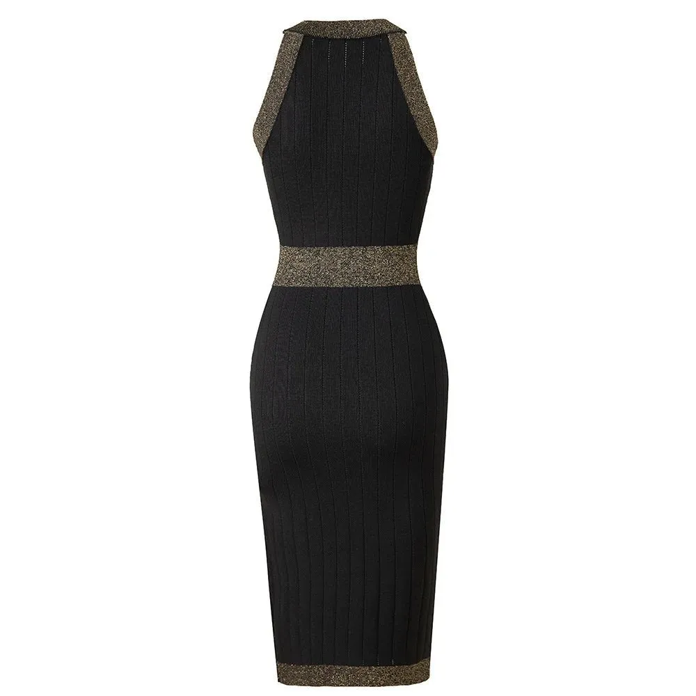 Pre Order:  Glam Halterneck Sleeveless Knitted Dress