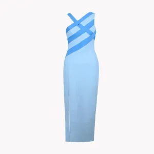 Pre Order:  Sky Blue Asymmetrical Bandage Dress