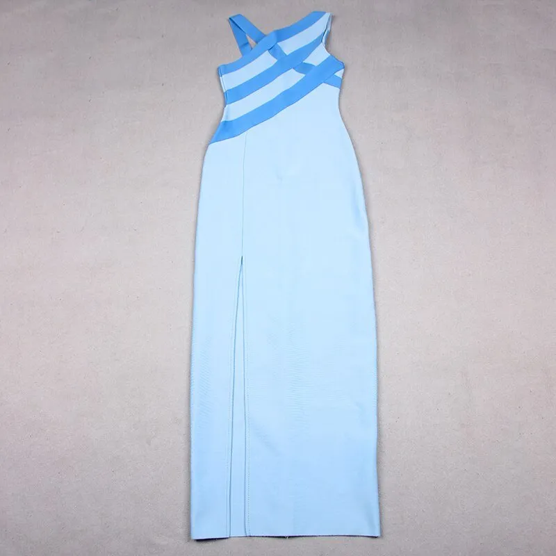 Pre Order:  Sky Blue Asymmetrical Bandage Dress