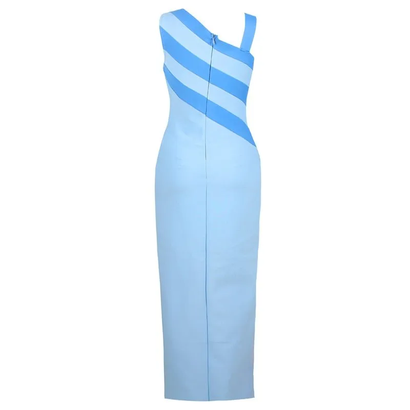 Pre Order:  Sky Blue Asymmetrical Bandage Dress