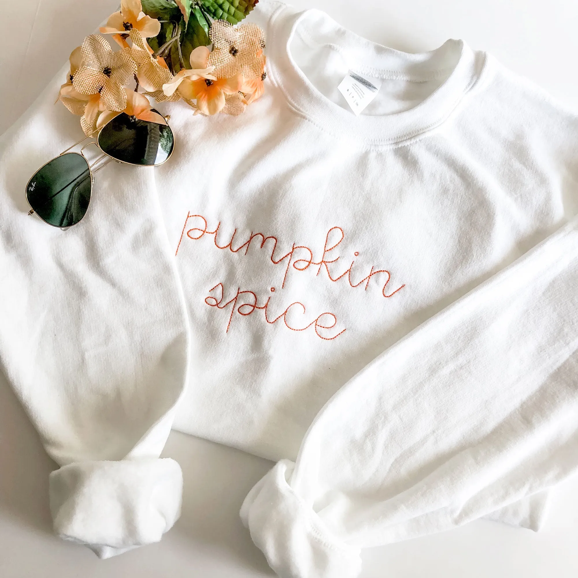 pumpkin spice Eliza Script Crewneck Sweatshirt