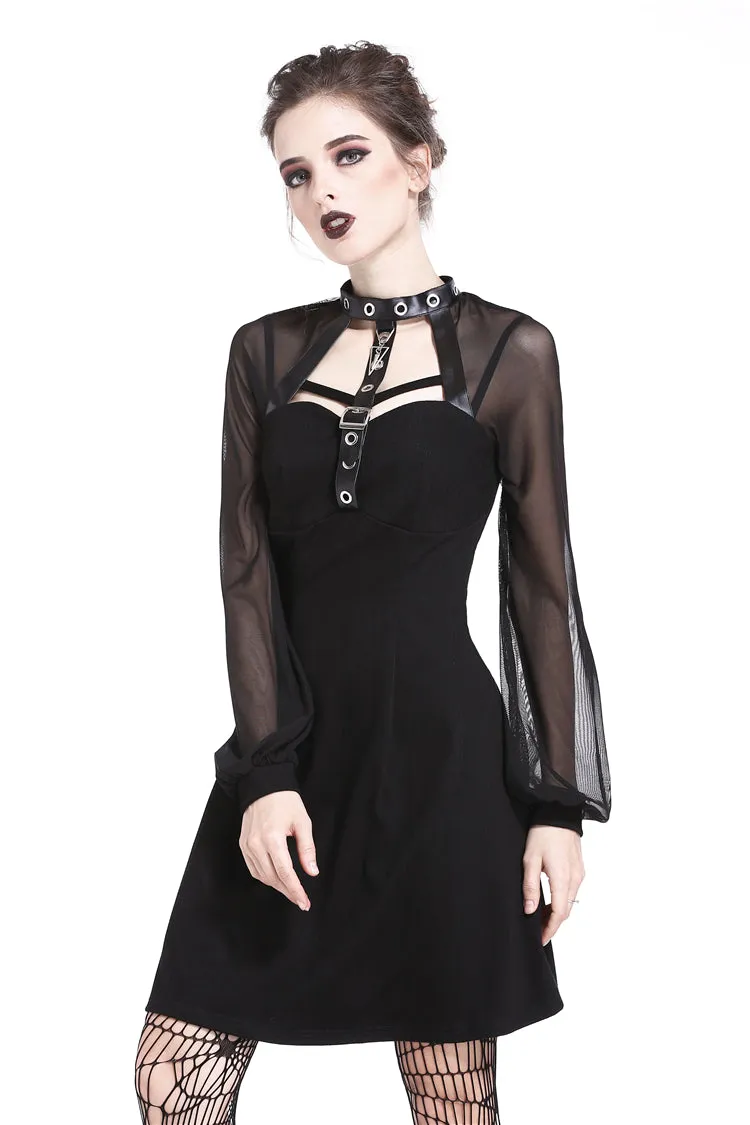 Punk mesh sleeve halter dress DW207