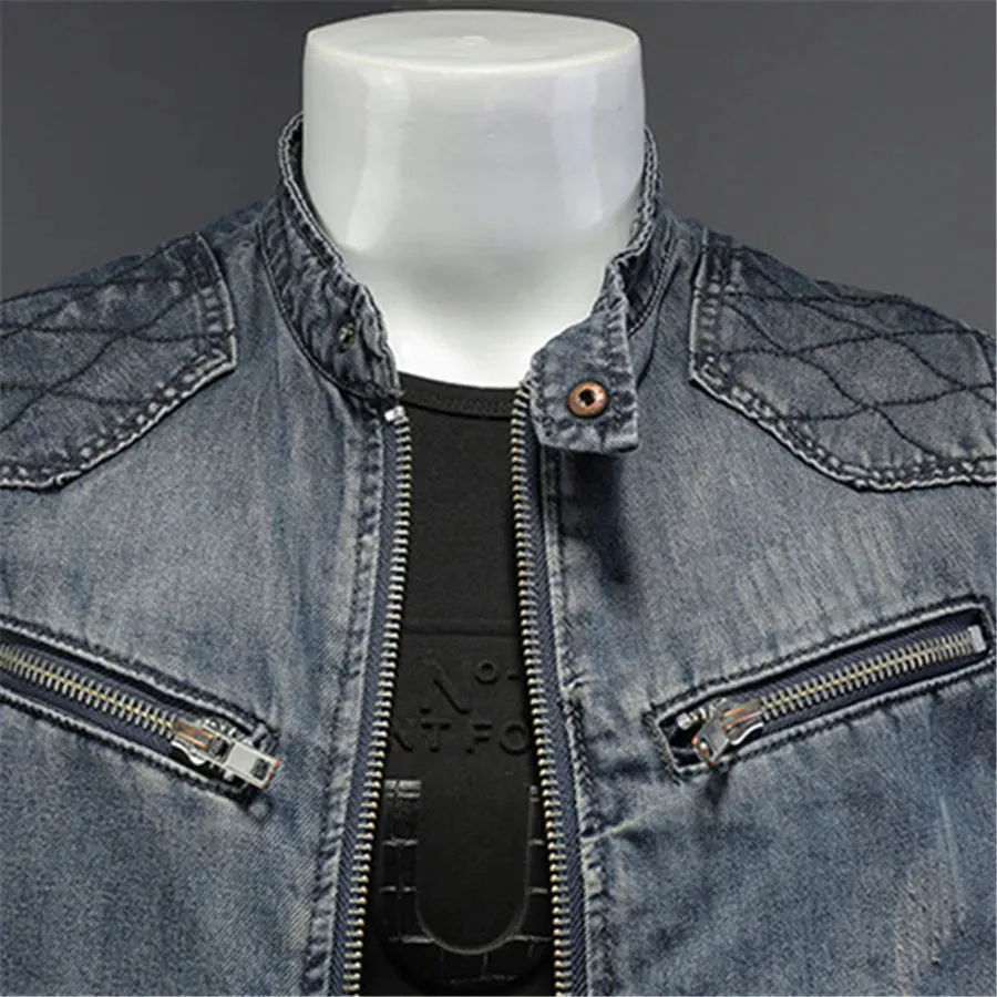 Punk Style Men's Denim Vest Sleeveless Jeans Jacket