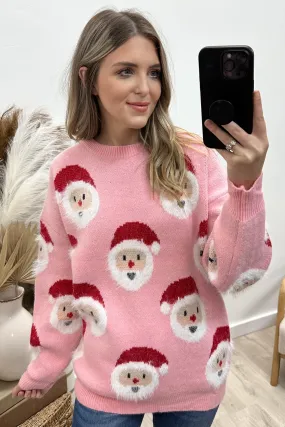 "Jolly Santa" Sweater (Pink)