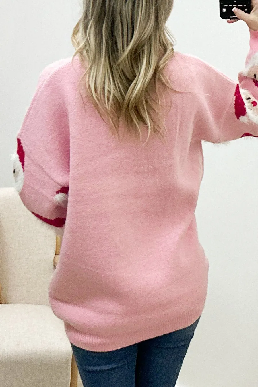 "Jolly Santa" Sweater (Pink)