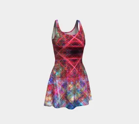 Red Matrix Rainbow | Flare Dress | Yantrart Design