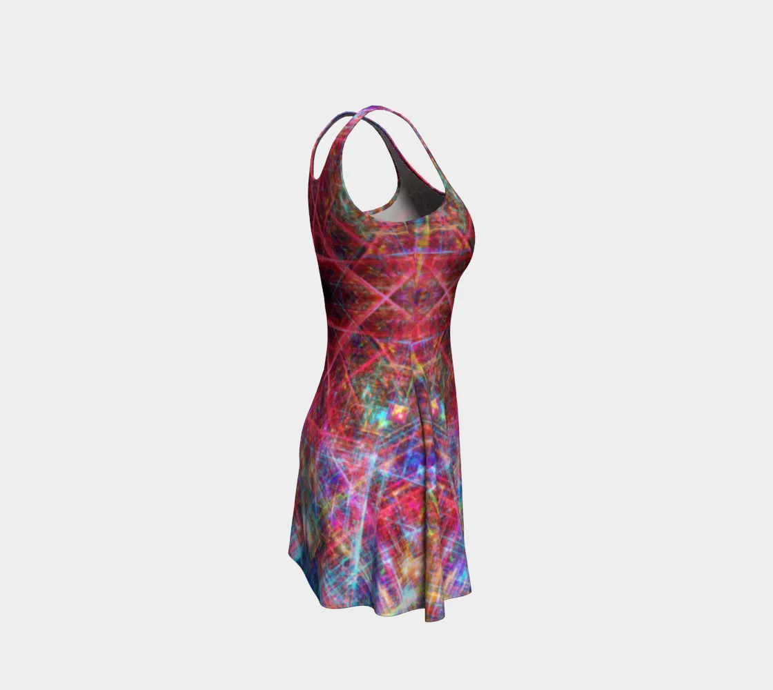 Red Matrix Rainbow | Flare Dress | Yantrart Design