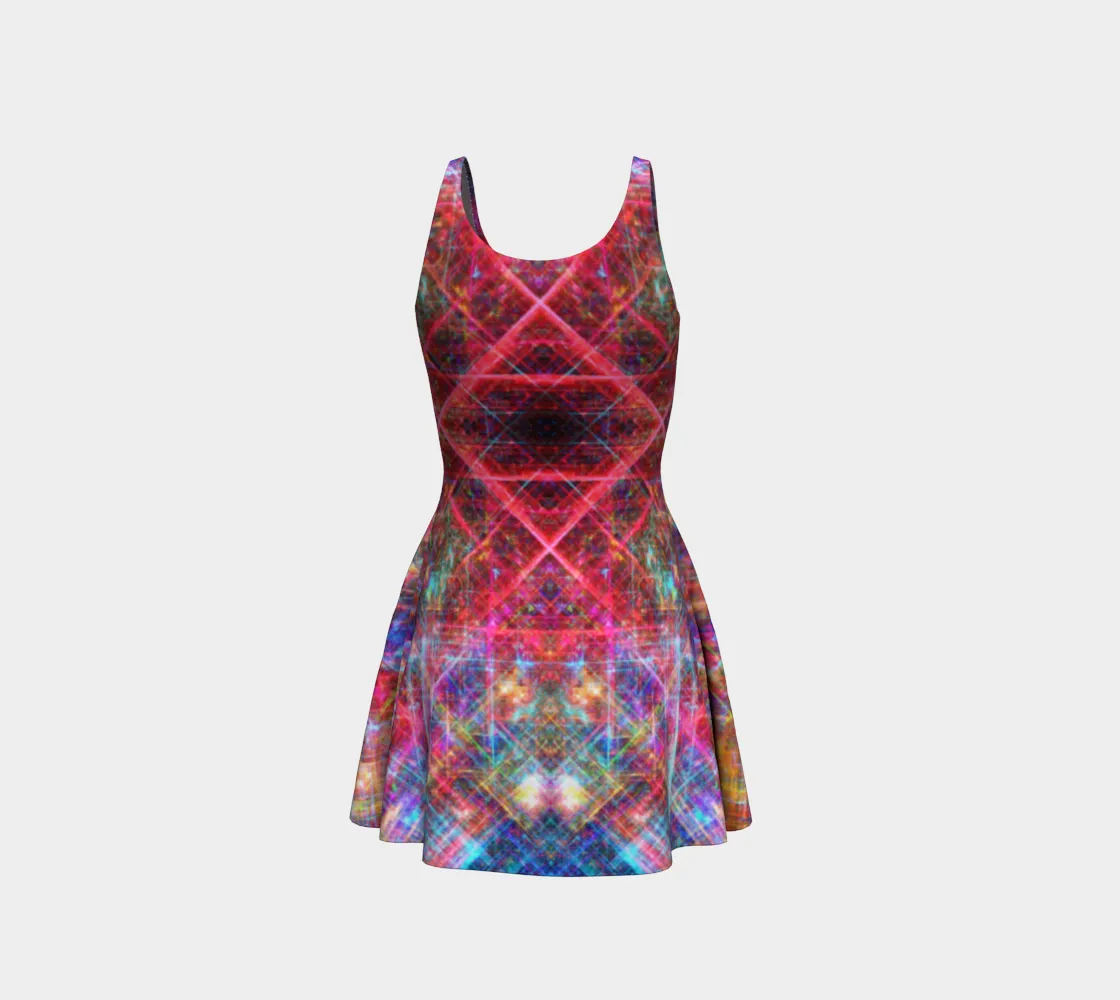 Red Matrix Rainbow | Flare Dress | Yantrart Design