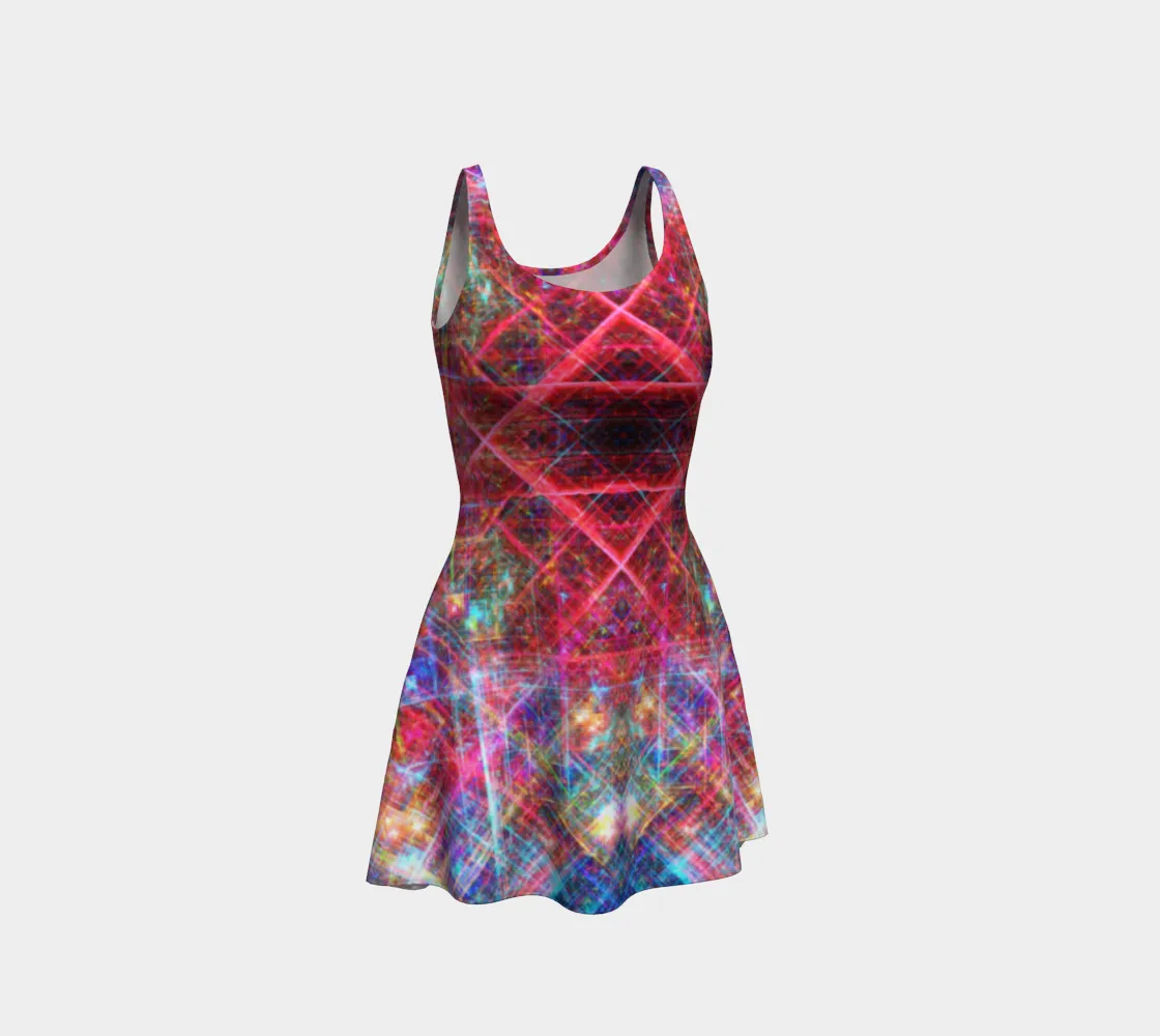 Red Matrix Rainbow | Flare Dress | Yantrart Design