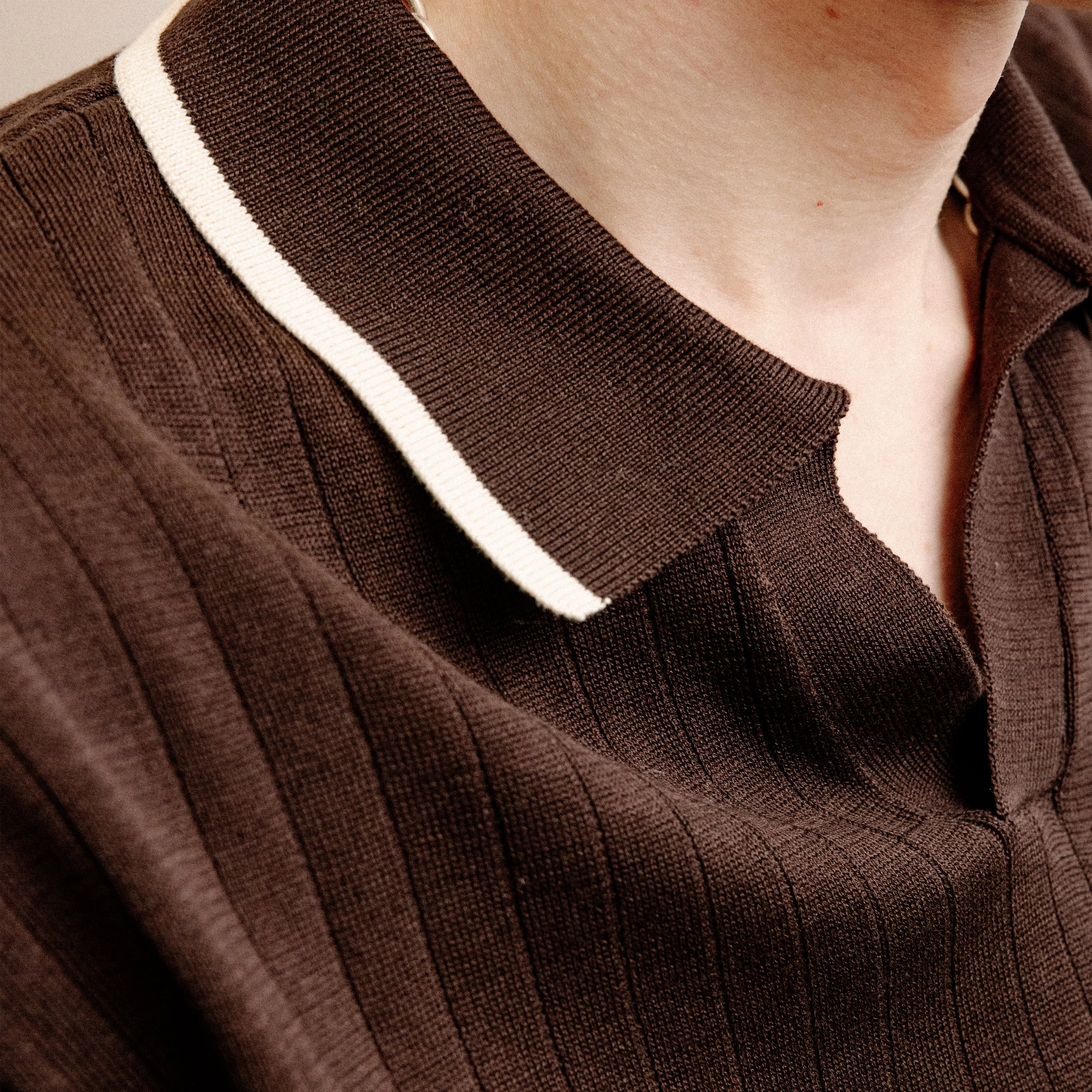 Ribbed Sweater Espresso Polo