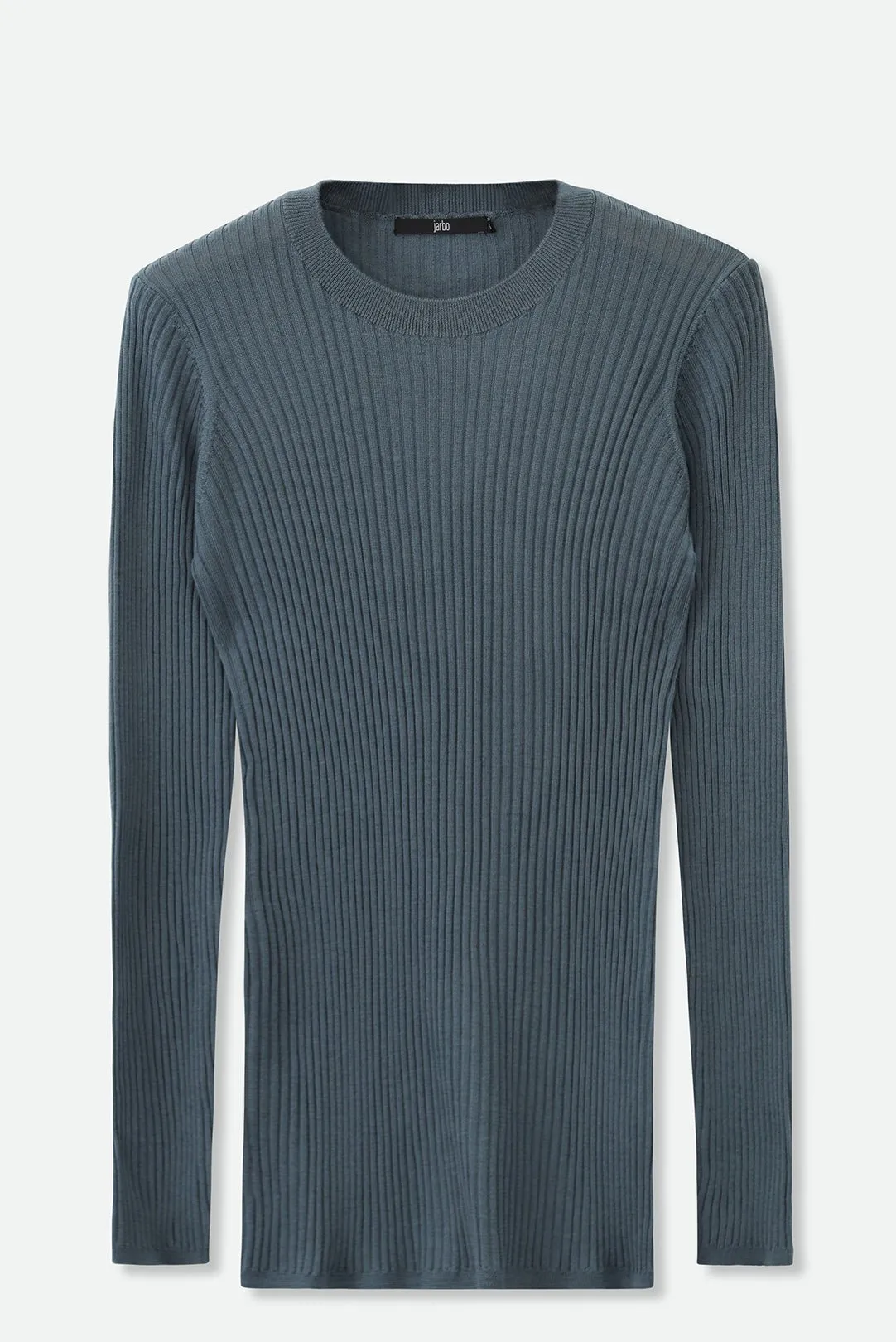 ROMANGA RIBBED LONG SLEEVE CREW IN FINE ITALIAN MERINO