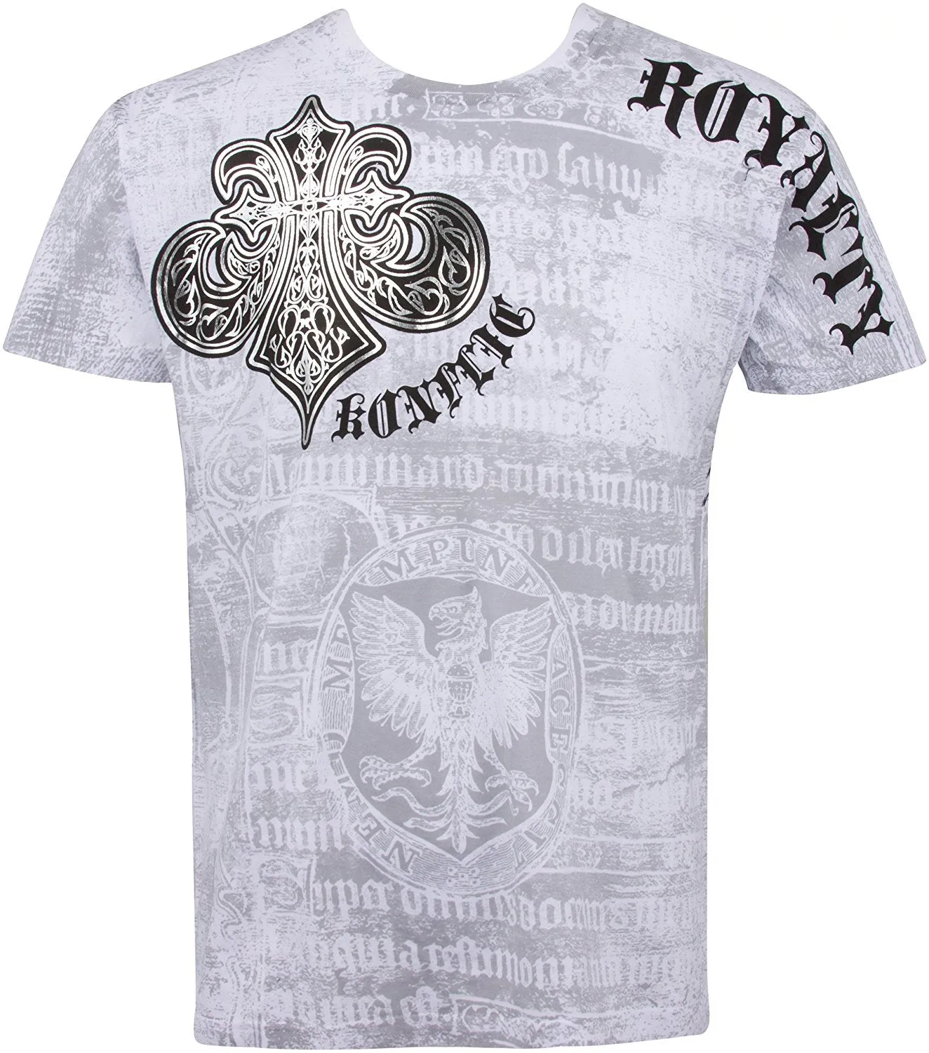 Royalty Metallic Silver Short Sleeve Crew Neck Cotton Mens Fashion T-Shirt