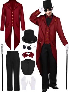 RUODON Mens Halloween Medieval Vintage Tailcoat Jacket Costumes Set Renaissance Steampunk Gothic Frock Coat Costume Cosplay