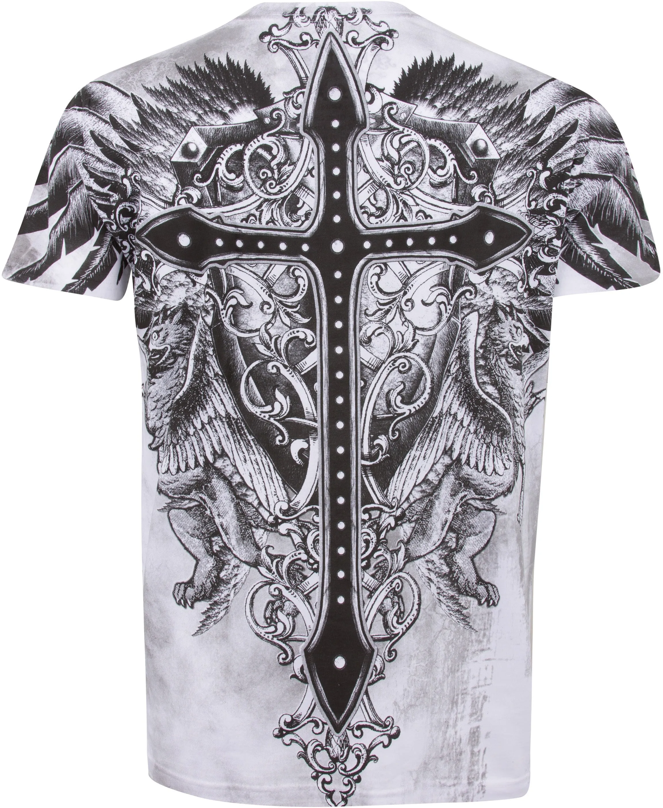 Sakkas Cross Metallic Silver Accents Cotton Mens Fashion T-Shirt