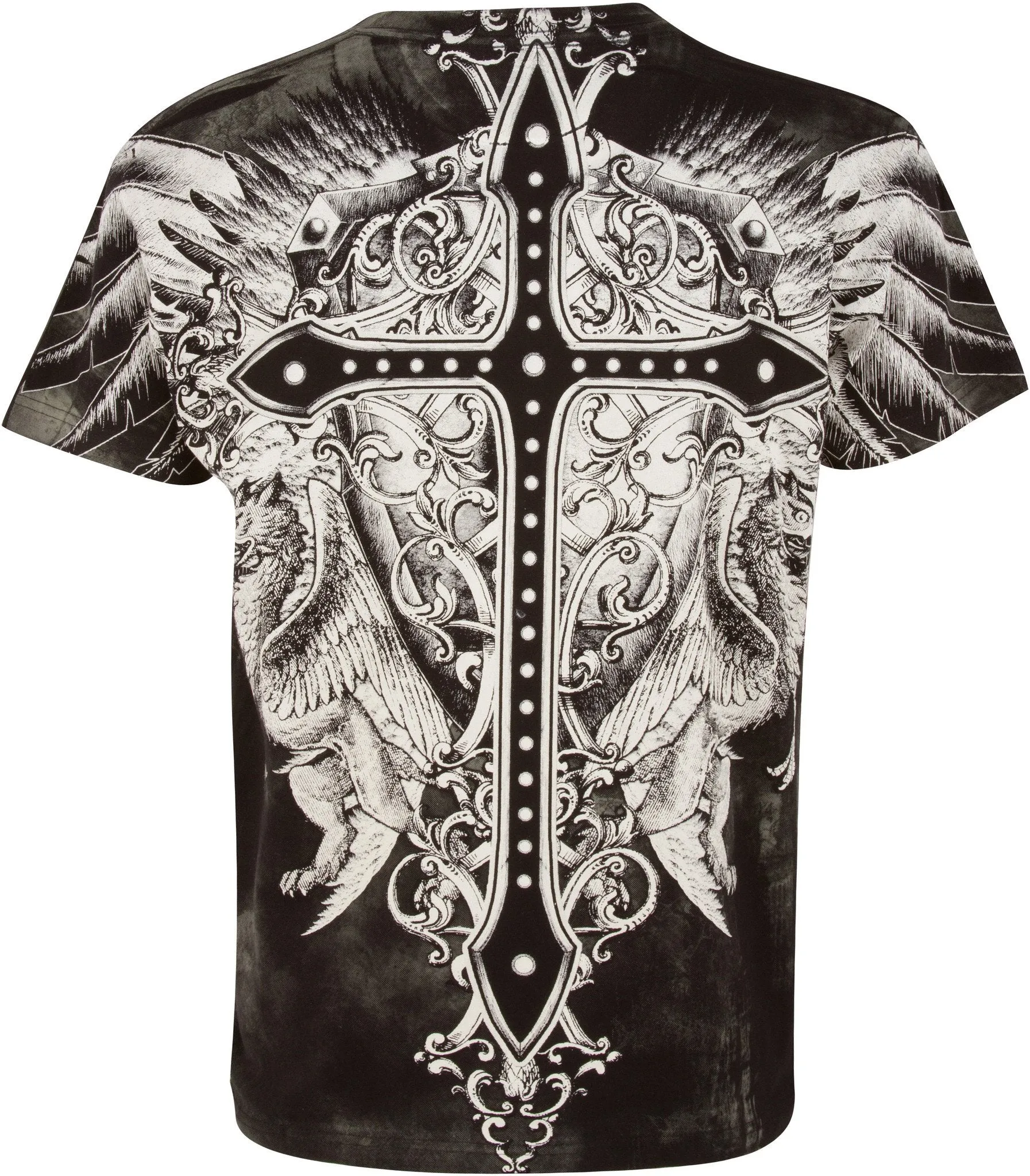 Sakkas Cross Metallic Silver Accents Cotton Mens Fashion T-Shirt