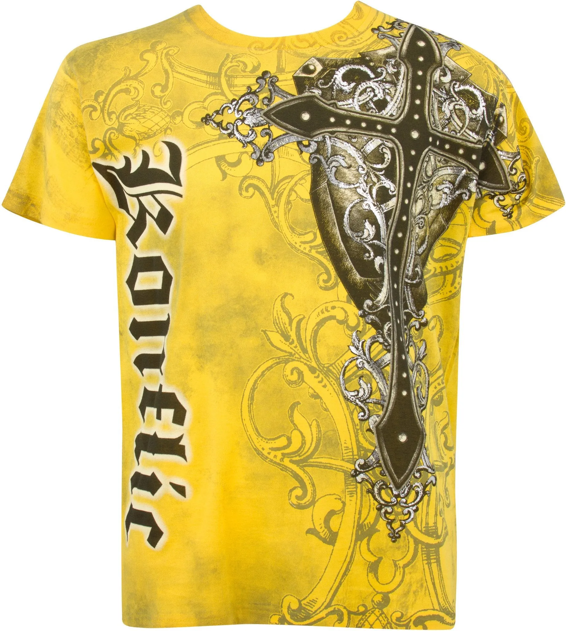 Sakkas Cross Metallic Silver Accents Cotton Mens Fashion T-Shirt