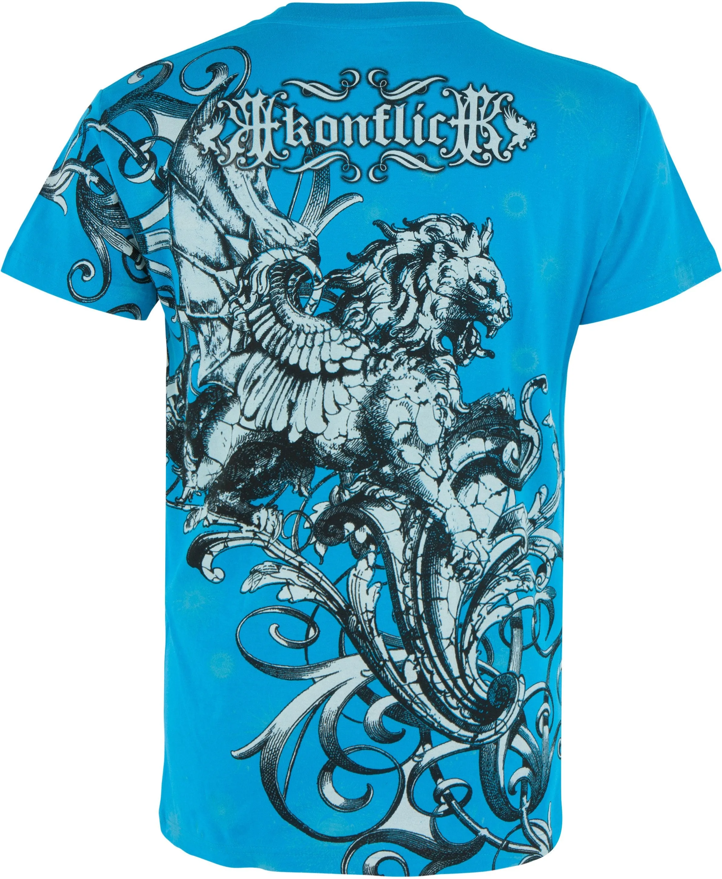 Sakkas Lion and Vines Metallic Silver Embossed Cotton Mens Fashion T-Shirt