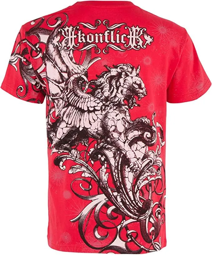 Sakkas Lion and Vines Metallic Silver Embossed Cotton Mens Fashion T-Shirt